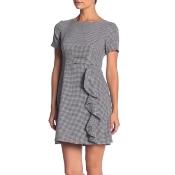 Eliza J Dresses & Skirts - Eliza J Womens Hounds tooth Ruffle Sheath Dress NO8M5781 Black White Size 10